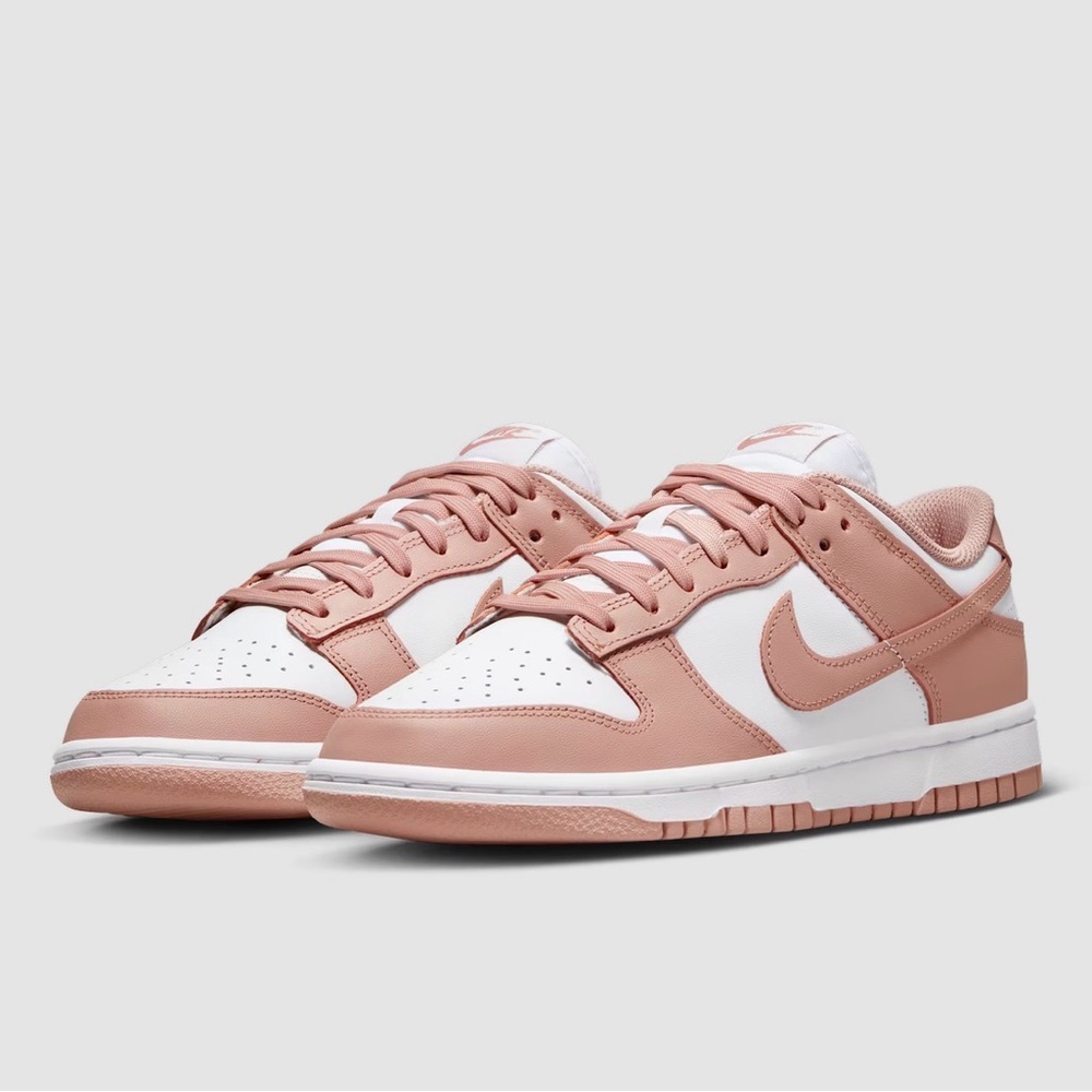 Nike Women's Pink and White Dunk Sneakers